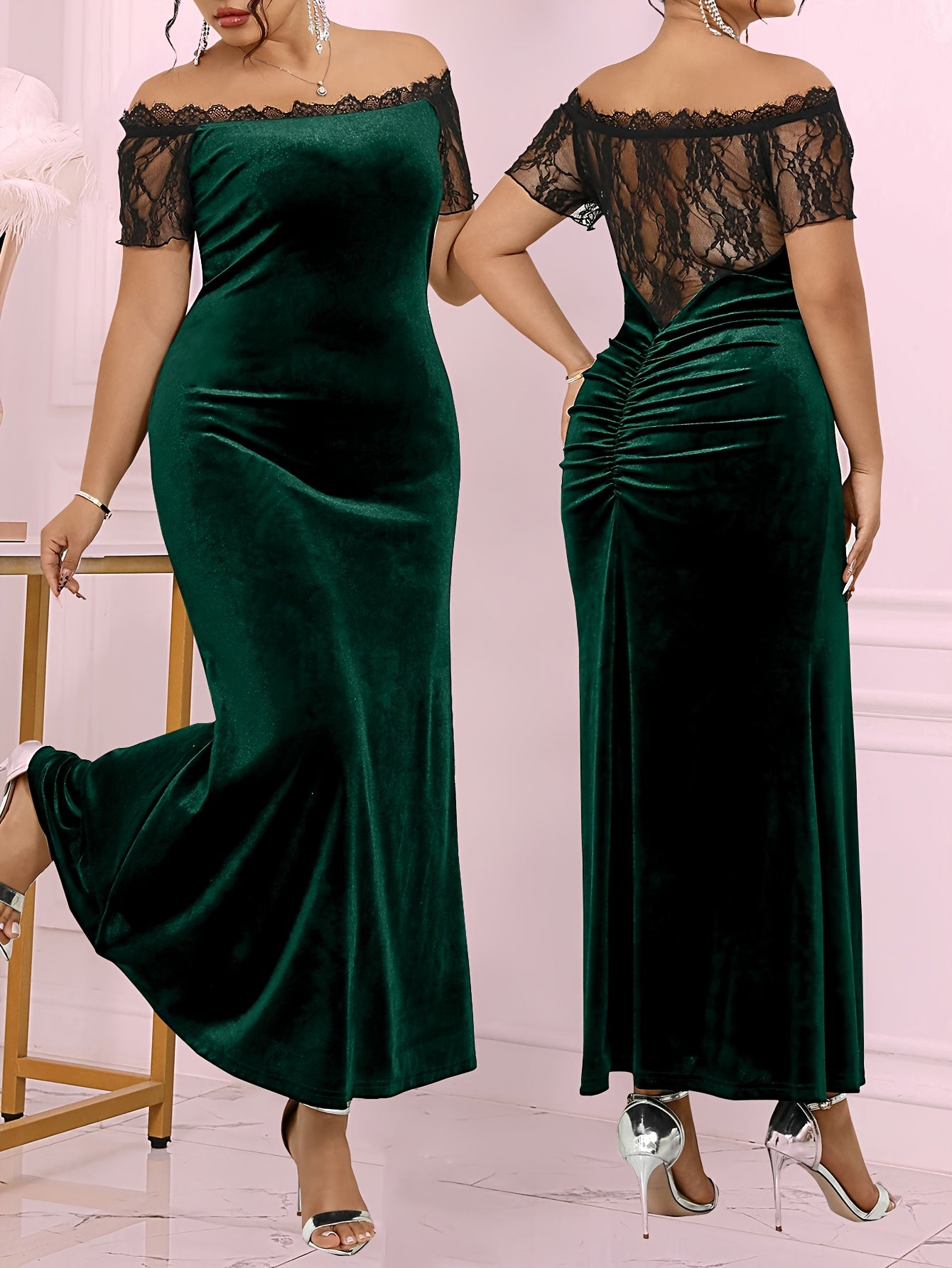 Velter – robe violette col halter Grande Taille