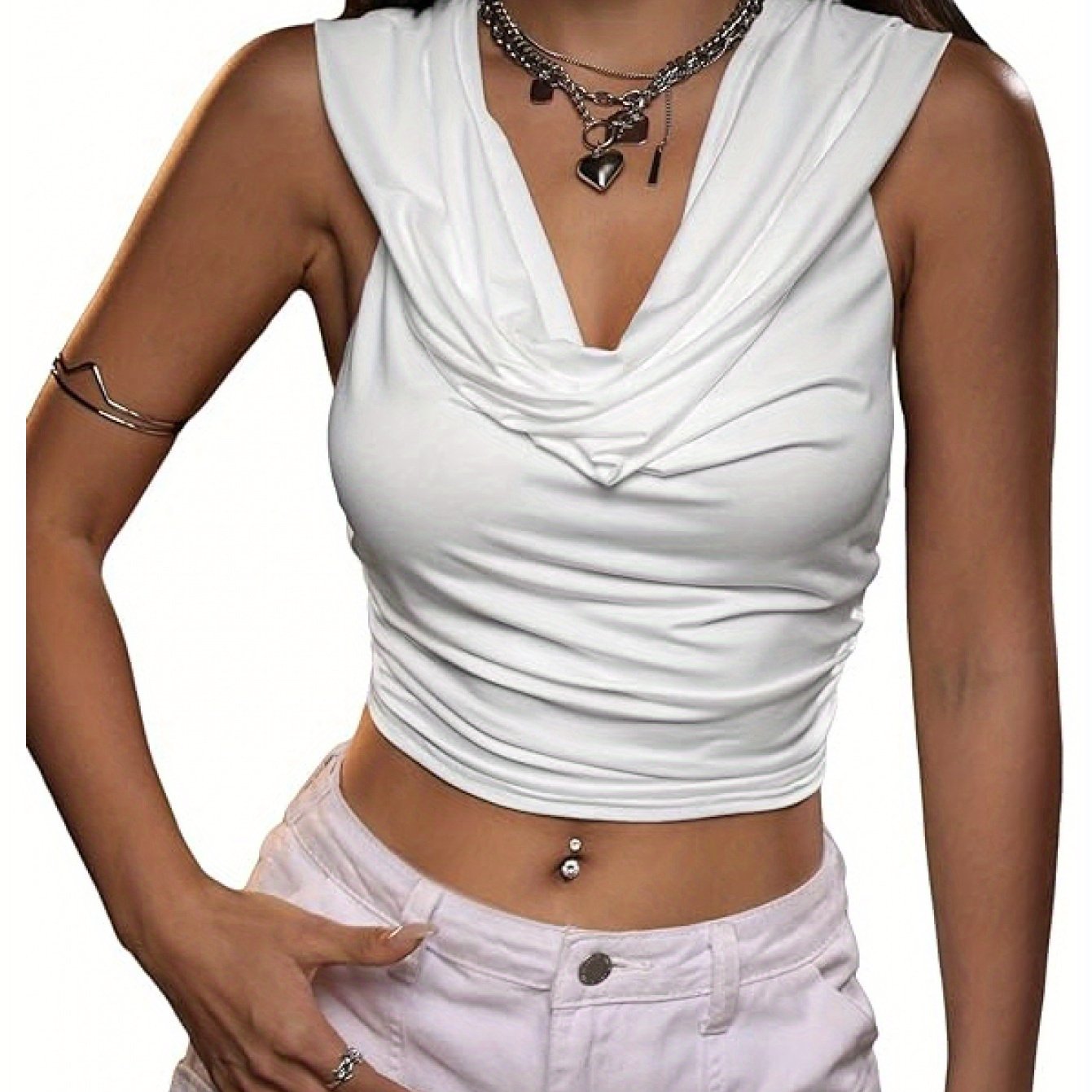 BLARENCE – Crop top blanc à capuche