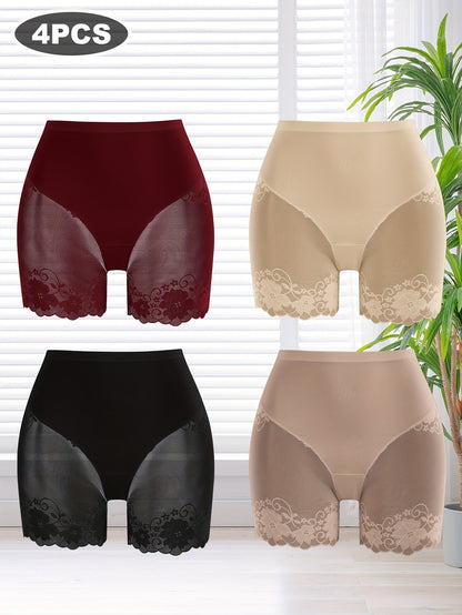 Quasta - lot de 4 boxers transparents taille haute pour femme