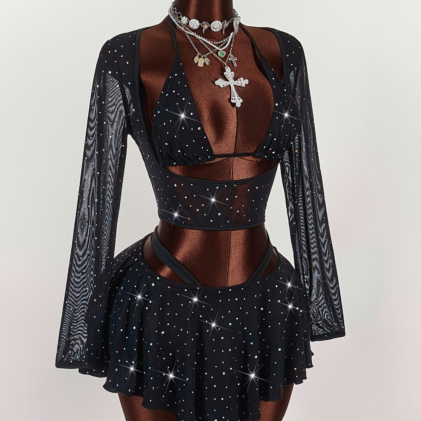 Starry- Ensemble noir étoilé Y2K S au XL