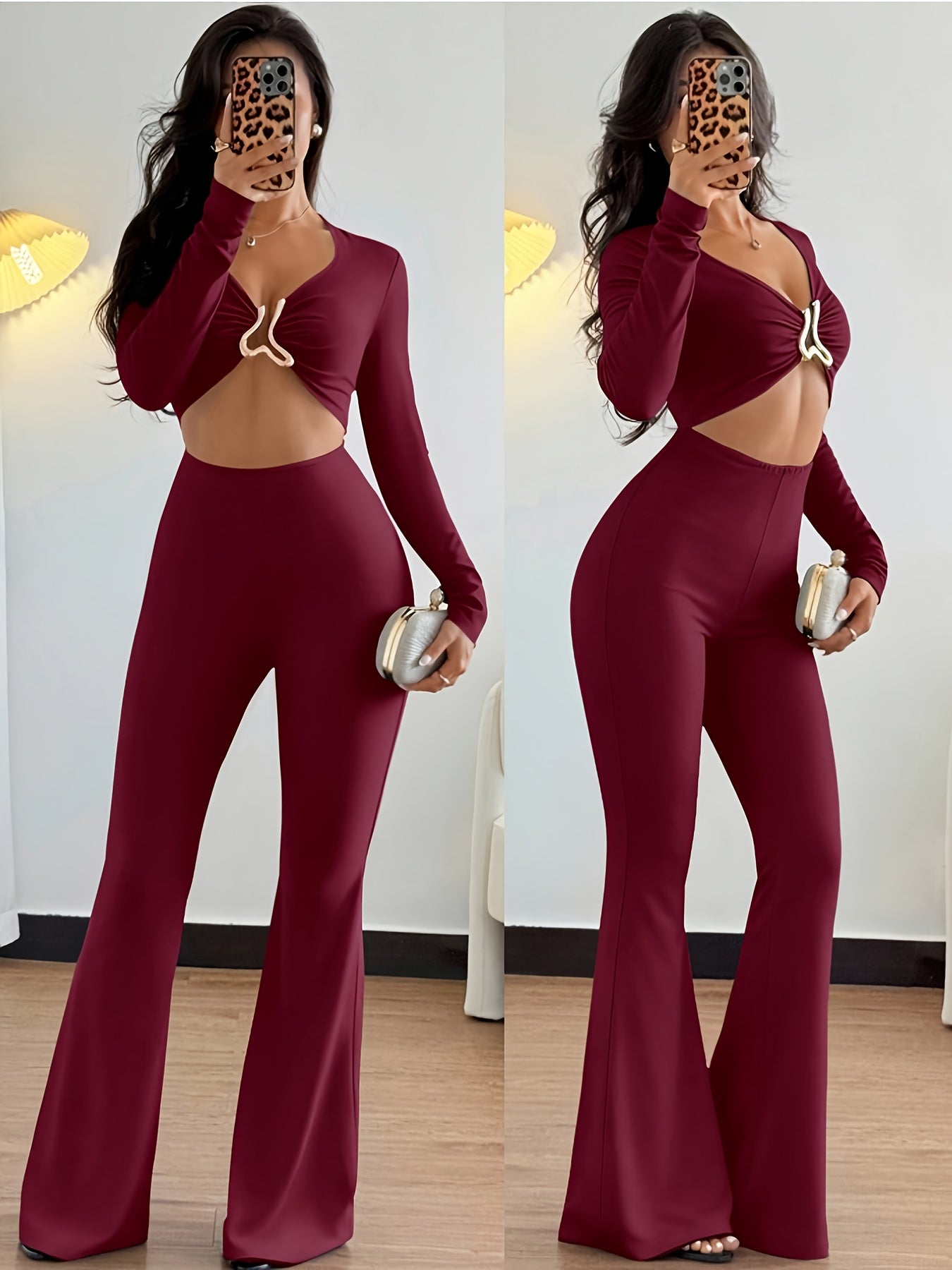 Orna-Combinaison-robe sexy pour femme, décolleté plongeant