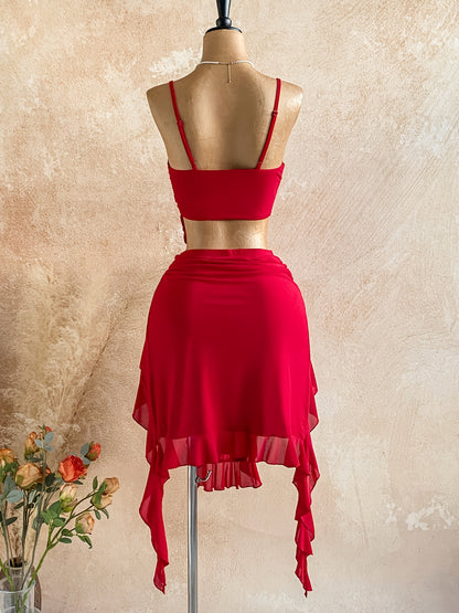 Soléa Rouge – Ensemble Twist & Jupe Volants