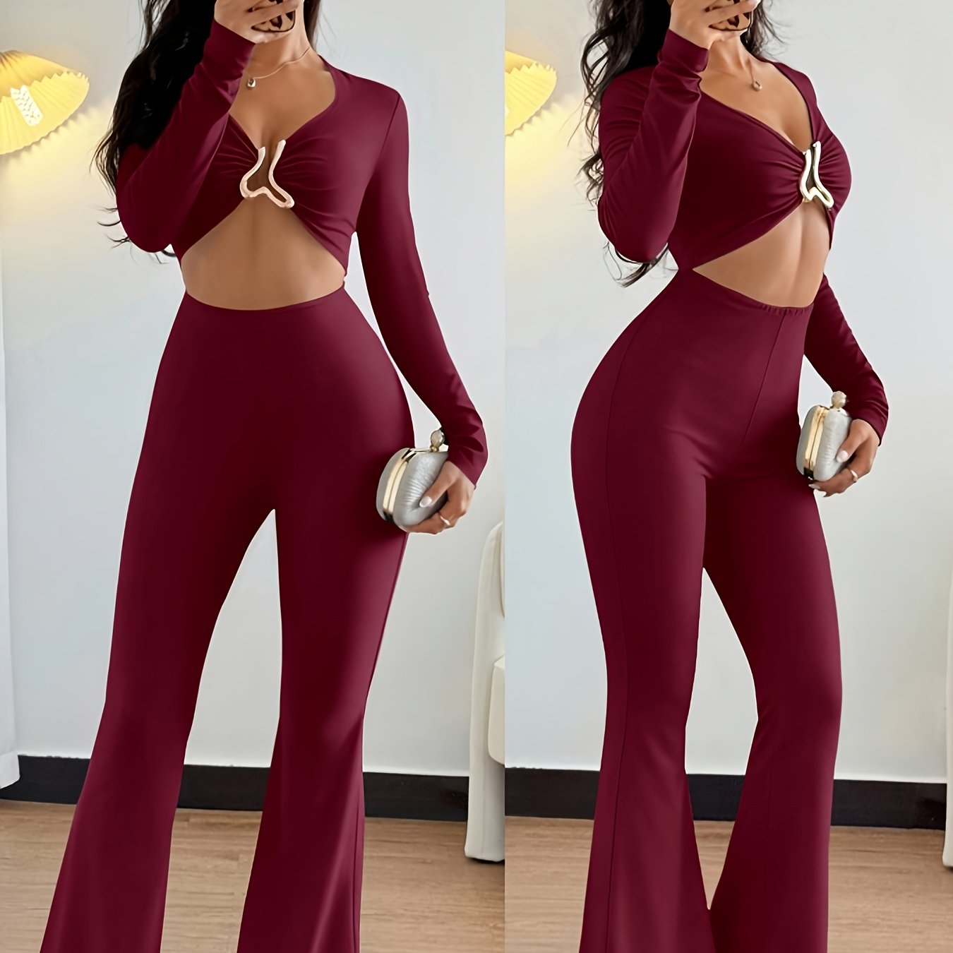 Orna-Combinaison-robe sexy pour femme, décolleté plongeant