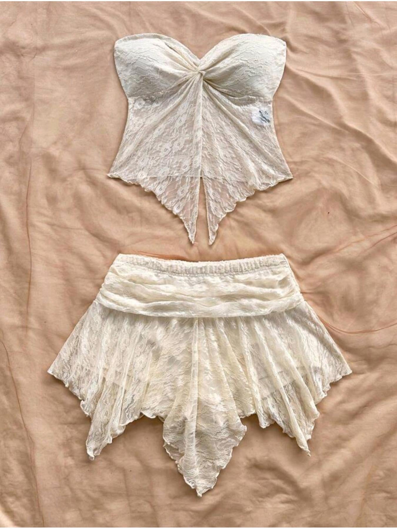 LaceTop- Ensemble haut et jupe short