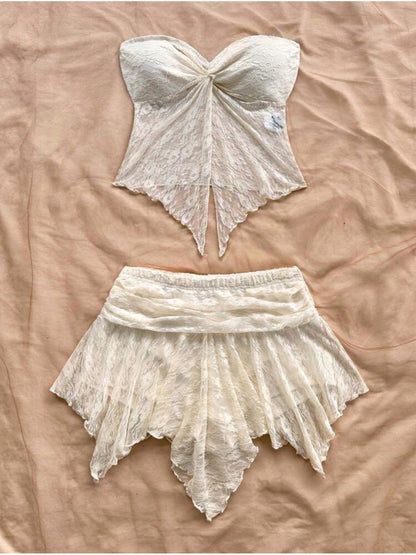 LaceTop- Ensemble haut et jupe short