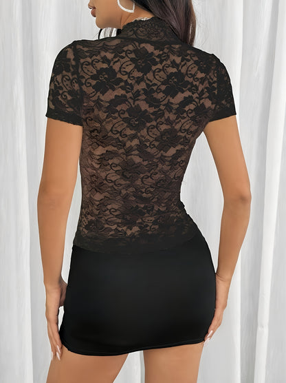Romance Dentelée - haut noir dentelle sexy