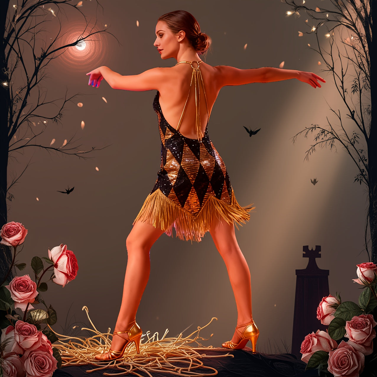 Fringed-robe frange doré