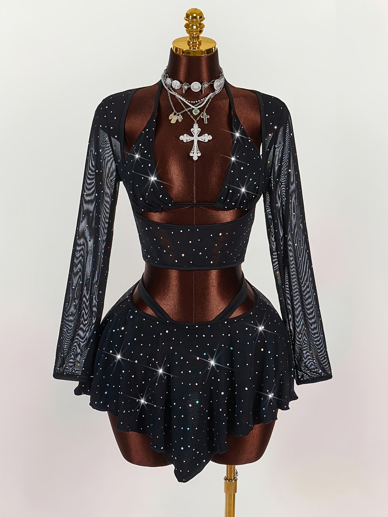 Starry- Ensemble noir étoilé Y2K S au XL