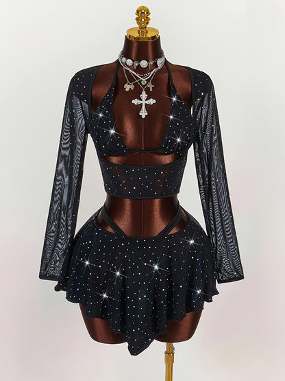 Starry- Ensemble noir étoilé Y2K S au XL