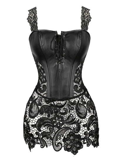 Geometrical- Cordert simili cuir dentelle  sexy