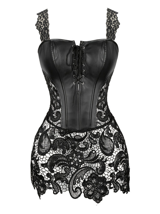 Geometrical- Cordert simili cuir dentelle  sexy