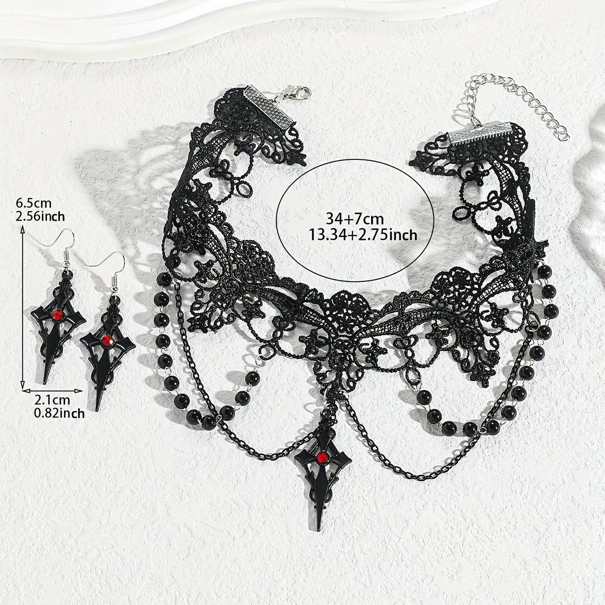 Aigle- Ensemble ras de cou (1 collier + 1 boucles)