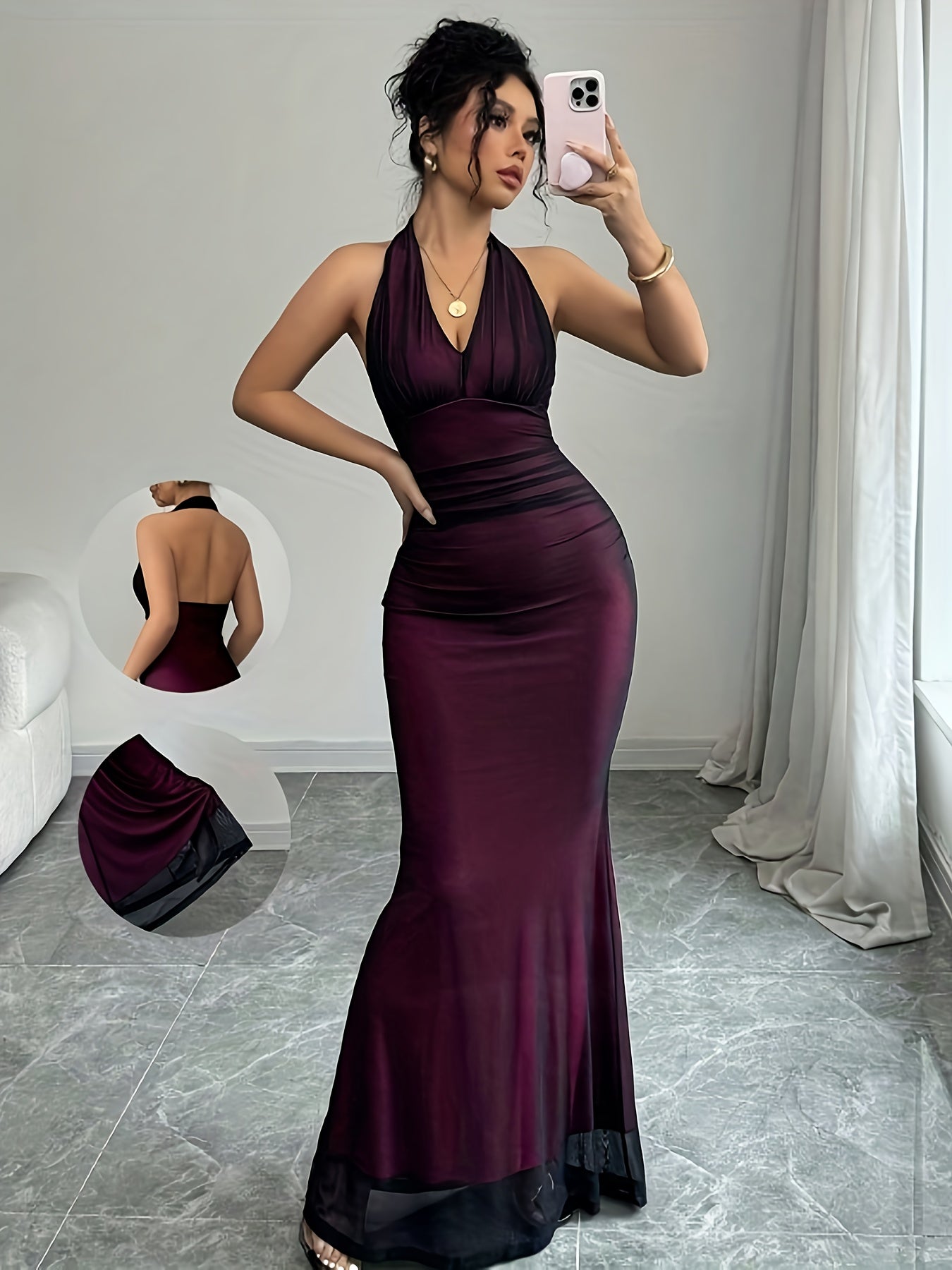 Lunaria – robe trapèze scintillante, dos nu