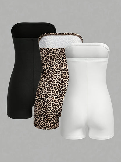 Sheila- 3 pièces combishort noir, blanc, leopard