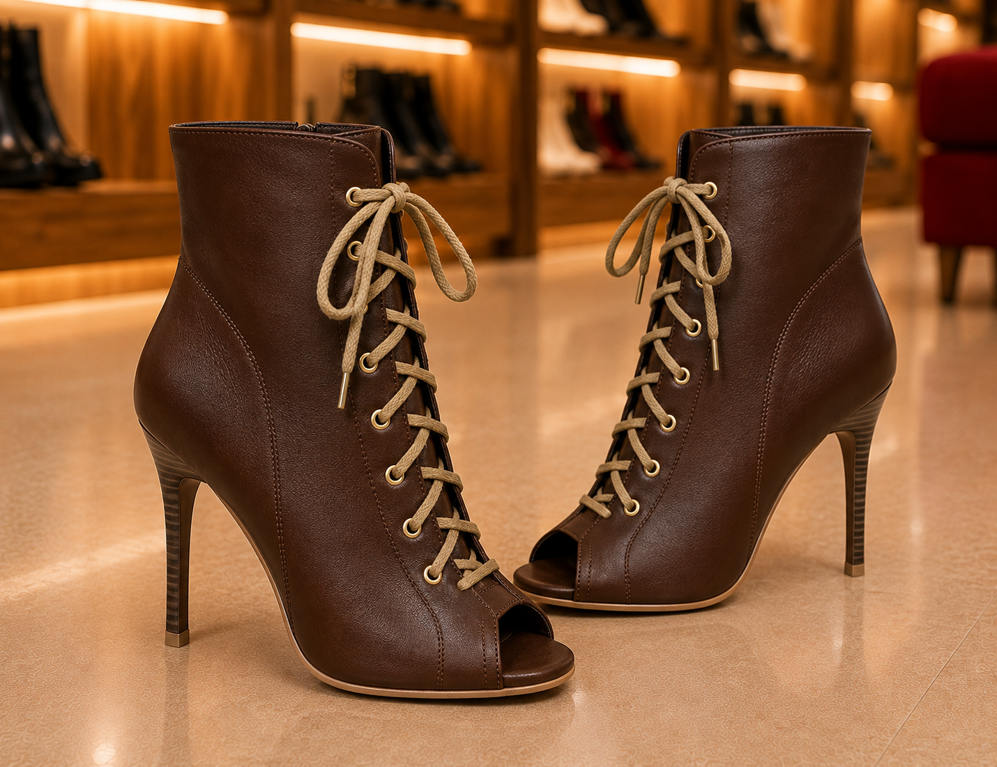 Allana Marron- Bottine Heels Talons élégant personnalisable