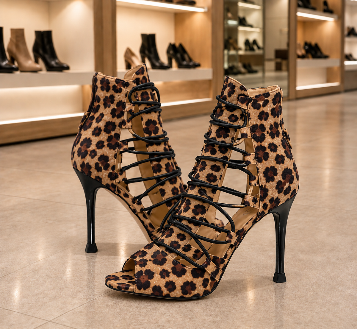 Zana Leopard - Bottine Heels Talons élégant personnalisable