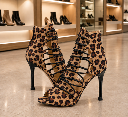 Zana Leopard - Bottine Heels Talons élégant personnalisable