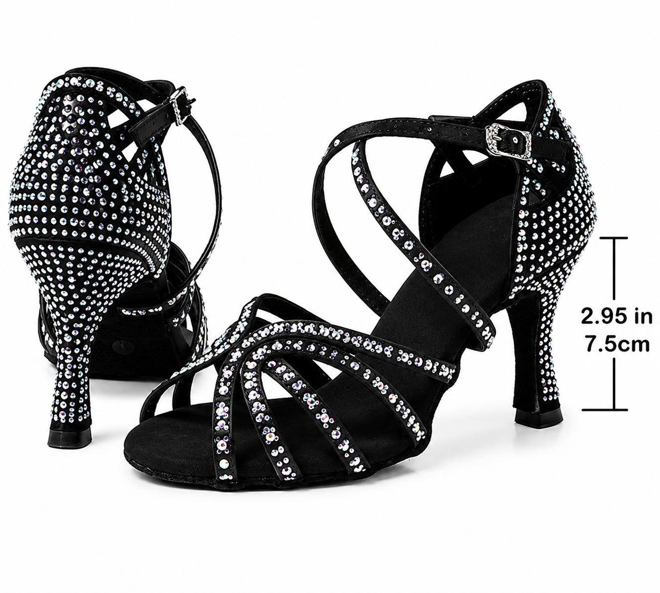 Mireylys Noire- chaussures de danse latine 7,5 cm RUN