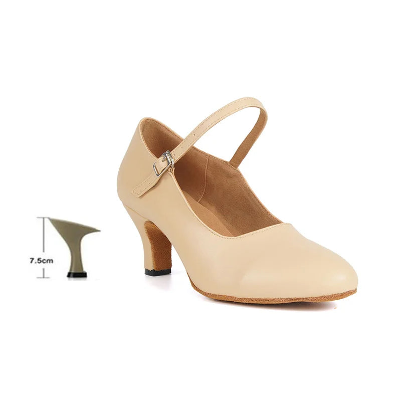 Tanglia - Chaussures de Danse Moderne En Cuir Femme Beige ou Noir