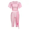 Newbaju - Sexy ensemble haut pantacourt rose