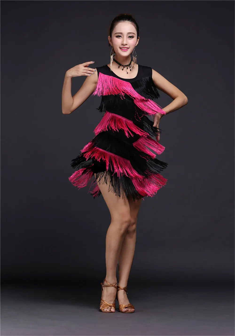 Rubine - Robe danse latine Franges