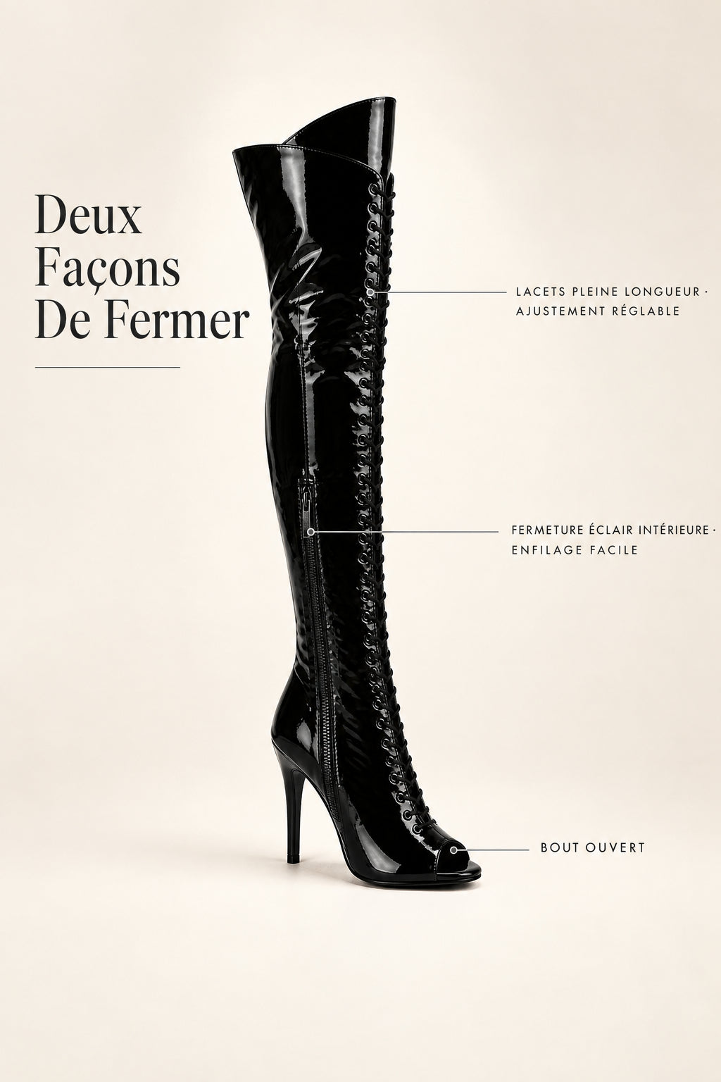Couriana Cuir Noir - Cuissarde Cuir noir