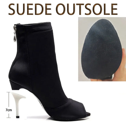 Carmina bordeaux - Bottines de danse bout ouvert talon aiguille