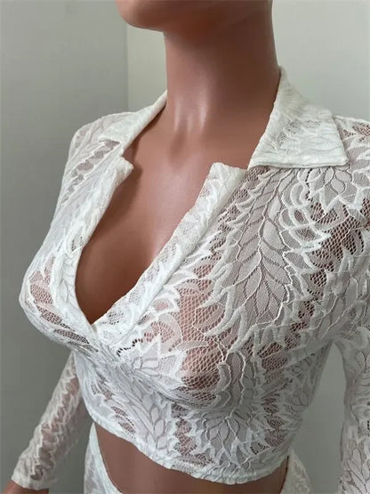 Dataliana- Ensemble deux pièces en dentelle transparente