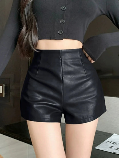 Ombrine - Short en similicuir marron, noir ou beige