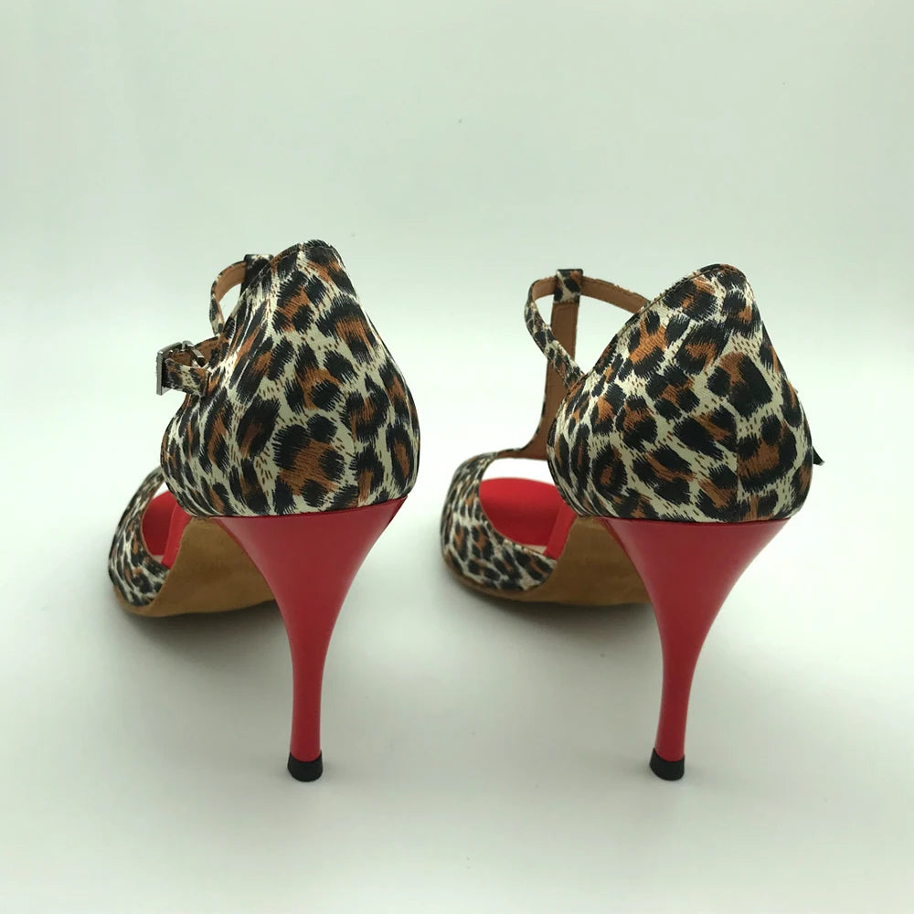 Leonia - Chaussures de danse latine satin léopard