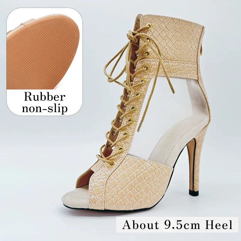 Blanca Beige- Bottes de danse blanches en maille