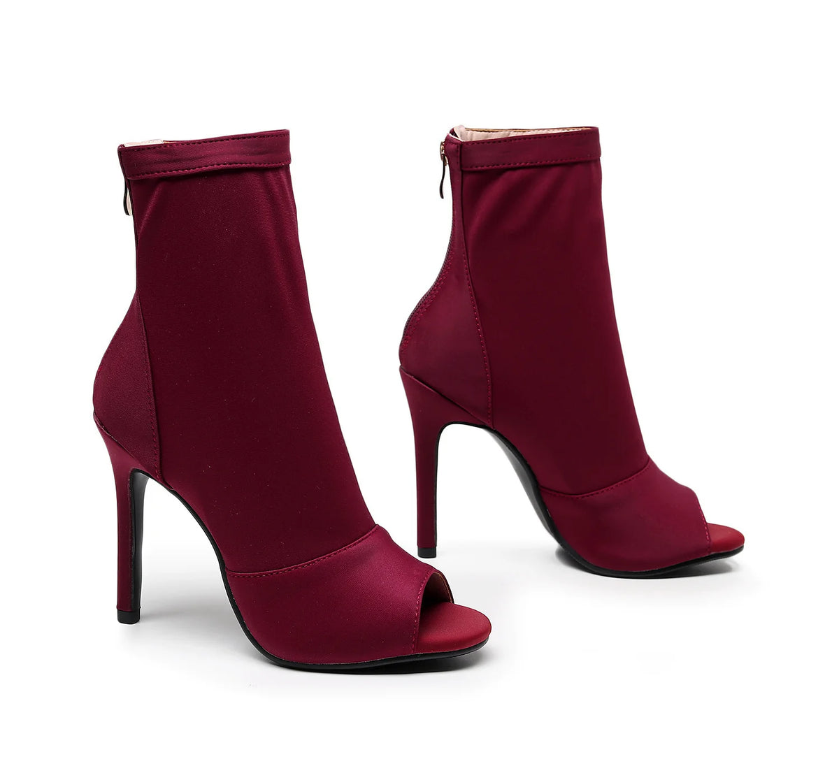 Carmina bordeaux - Bottines de danse bout ouvert talon aiguille