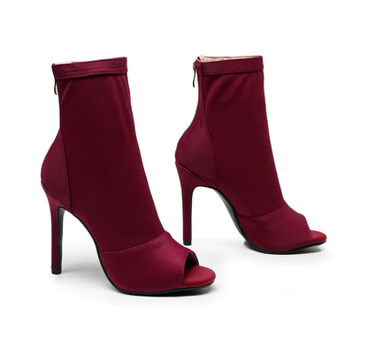 Carmina bordeaux - Bottines de danse bout ouvert talon aiguille