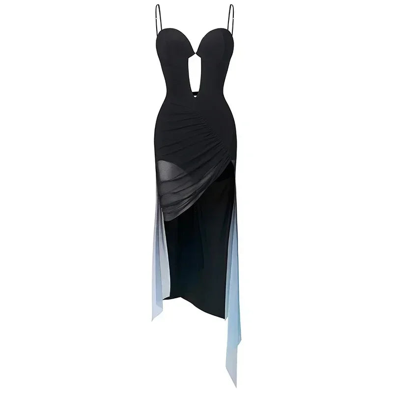 Irregular _Robe dos nu au style asymétrique la danse latine de performance
