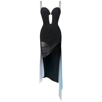 Irregular _Robe dos nu au style asymétrique la danse latine de performance