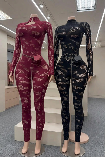Hilty- Combinaisons sexy en maille transparente
