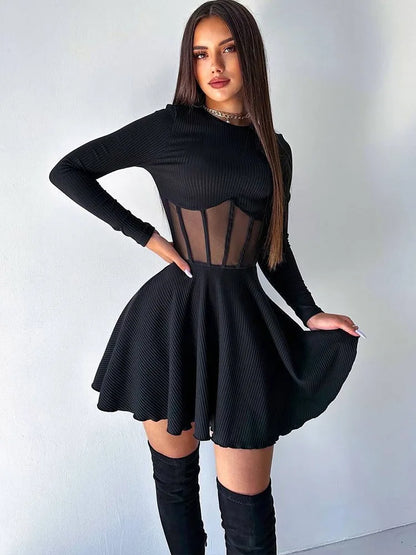 Ahagaga - Mini robes a-ligne tricoté transparent