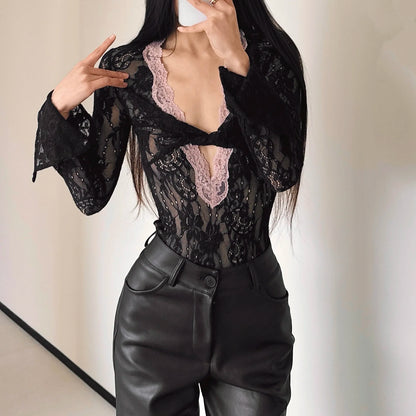 Newlia-Body transparent dentelle
