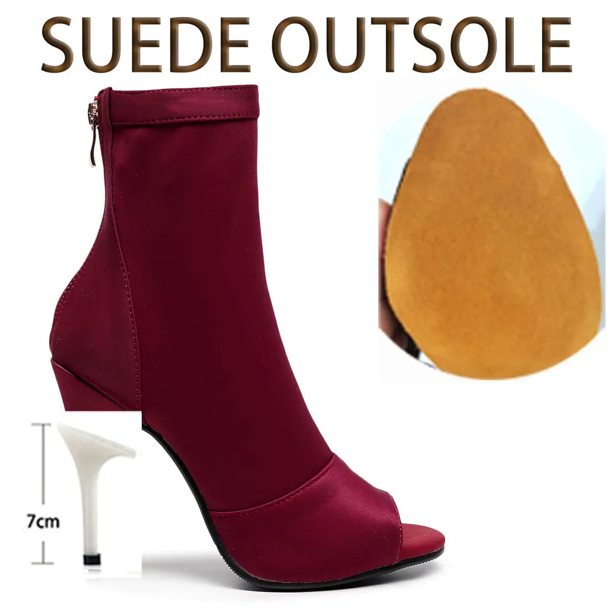 Carmina bordeaux - Bottines de danse bout ouvert talon aiguille