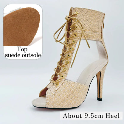 Blanca Beige- Bottes de danse blanches en maille