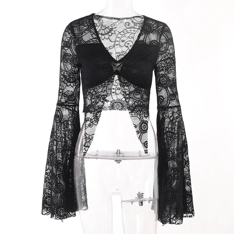 Dranea - Vêtement noir dentelle