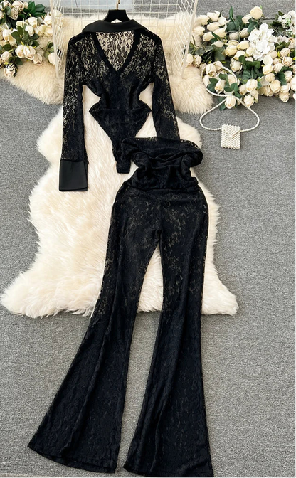 Singina- ensemble dentelle sexy pantalon + body