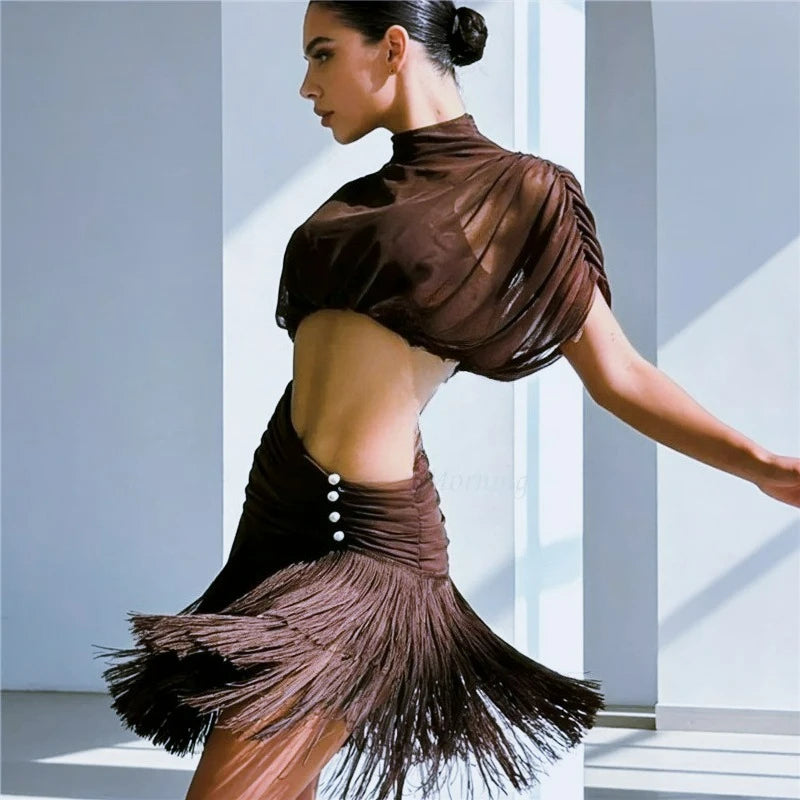 Xeladyn - Robe de danse latine marron