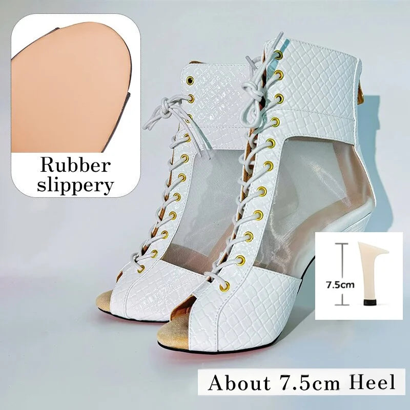 Blanca blanc - Bottes de danse blanches en maille