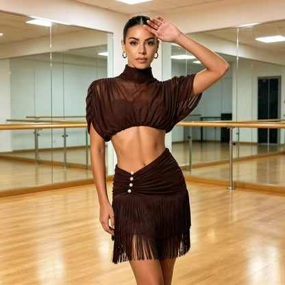 Xeladyn - Robe de danse latine marron