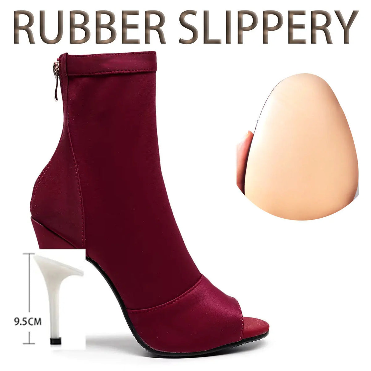 Carmina bordeaux - Bottines de danse bout ouvert talon aiguille