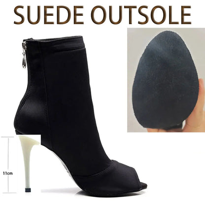 Carmina bordeaux - Bottines de danse bout ouvert talon aiguille