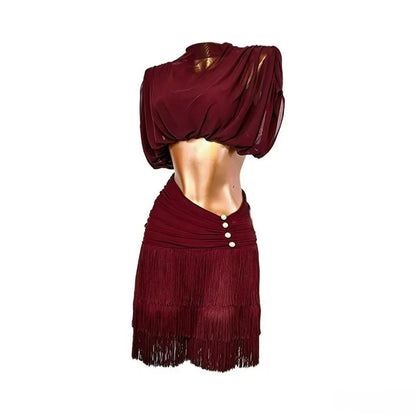 Ilioyn - Robe de danse noir ou bordeau