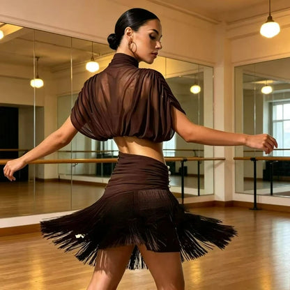 Xeladyn - Robe de danse latine marron