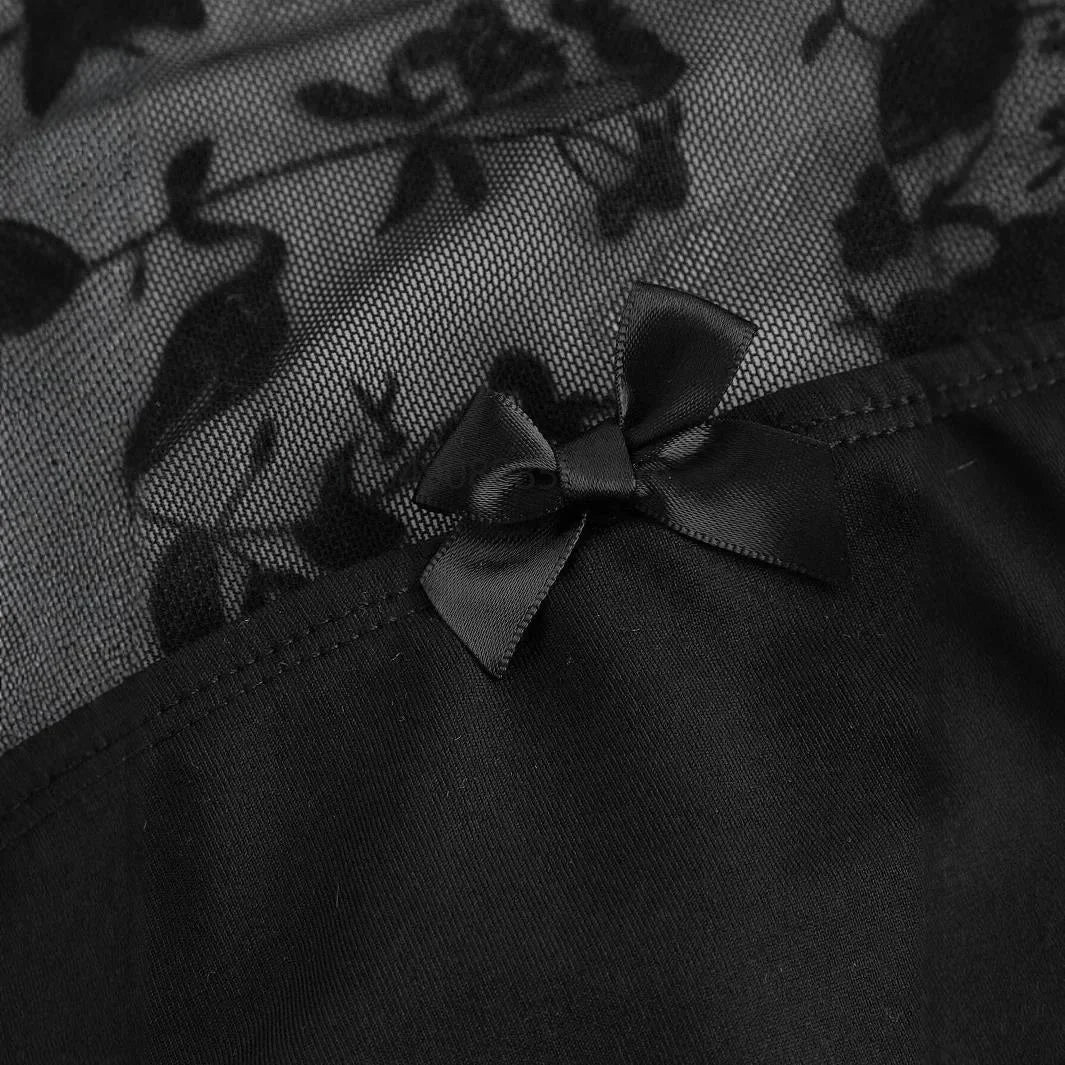 Faelven - Haut noir dentelle